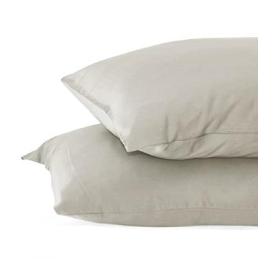 Imagem de Conjunto de 2 fronhas de bambu Cariloha Resort – 100% viscose da roupa de cama de bambu, Harbor Gray, Standard