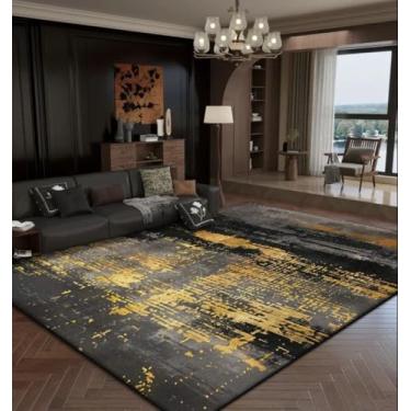 Imagem de Tapetes de luxo abstratos para sala de estar, decoração dourada, tapetes grandes para sala de estar, tapetes tatames macios para cabeceira de quarto (3,2 x 6,5 pés (100 x 200 cm)/WL0002-Flanela-5