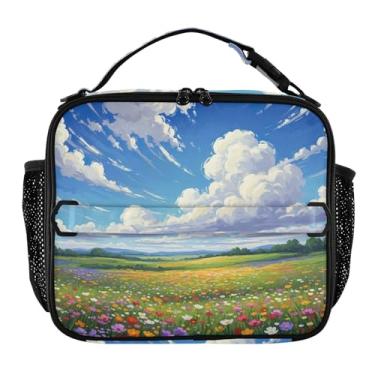 Imagem de Joisal Lancheira de pintura de flores silvestres para mulheres, meninas, lancheira masculina e infantil, lancheira para trabalho, reutilizável para alimentos, isolada para adultos