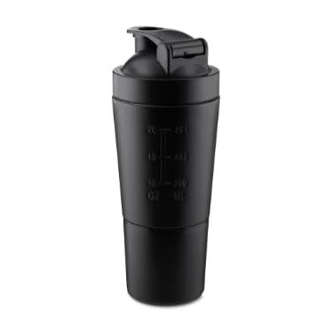 Imagem de Coqueteleira Inox Preta de Até 750ml Shake Academia Fitness Shaker Profissional Com Misturador
