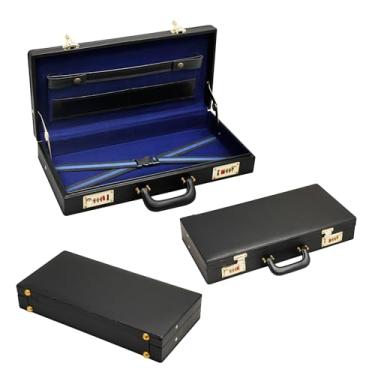 Imagem de Avental Premium & Executive Masonic Regalia Meia Pasta – Capa de avental rígido de couro sintético preto com travas douradas | Bolsas e armazenamento maçônicos