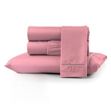 Imagem de Conjuntos de Roupas de Cama 400 fios Casal Queen Box com elástico Extra macio suave Berço Solteiro e King(ROSE,SOLTEIRO)