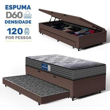Imagem de Cama Box Baú com Colchão de Espuma D60 Double Face Guarda Costas Comfo
