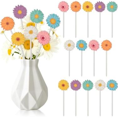 Imagem de TICIAGA Palitos de madeira de girassol de primavera - 28 peças palheta decorativa de madeira de margarida de verão para enchimento de vaso doméstico palhetas florais de flores coloridas para arranjos