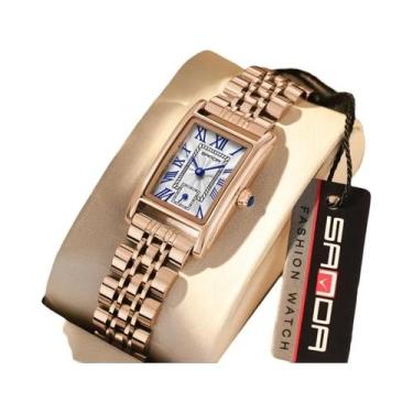 Imagem de Relógio De Pulso Feminino De Couro Com Quartzo, Elegante Mostrador Ret