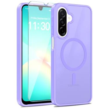 Imagem de Muntinfe Capa magnética para Samsung Galaxy A16 5G, com [protetor de tela de vidro temperado][compatível com MagSafe] [à prova de choque de grau militar] Capa de telefone fina translúcida fosca para