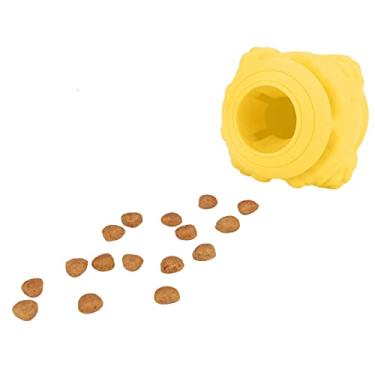 Imagem de Sanpyl Brinquedo à Prova de Vazamento da Bola do Alimento do Alimentador Filhote de Cachorro para Moer Os Dentes Cão, Silicone Amarelo 2x2x2.4in (Amarelo)