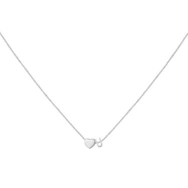 Imagem de brenstof Colar feminino com inicial de coração dos EUA - Colar com pingente de letra A banhado a ouro 18K delicados colares de coração minúsculos colares de inicial para presentes de aniversário para