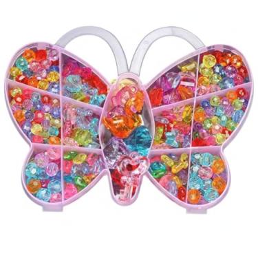 Imagem de Kit de Miçangas com Maleta Conjunto Criativo para Crianças Montarem Pulseiras e Colares