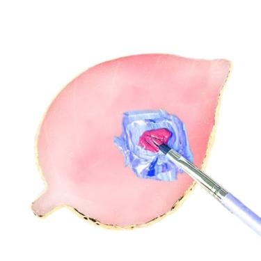 Imagem de Paleta de arte de unhas de resina, pintura de arte de unhas, paletas de cores mistas, placa de exibição de maquiagem com borda dourada, ferramentas de mistura de cosméticos rosa