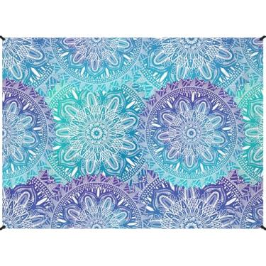 Imagem de Cobertor de praia 198 cm × 284 cm – Tapete grande à prova d'água, à prova de areia, sem areia, para 1 a 5 adultos, leve, durável, compacto para praia, viagem, acampamento, caminhada, piquenique