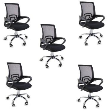 Imagem de Kit 5 Cadeiras de Escritorio Begonia Ergonomica Preto