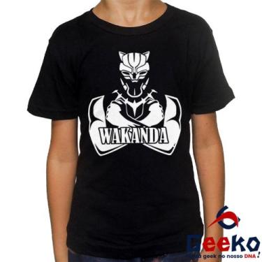 Imagem de Camiseta Infantil Pantera Negra 100% Algodão Wakanda Forever The Black