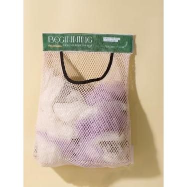 Imagem de 1 bolsa organizadora de malha expansível montada na parede com gancho, design de malha respirável, armazenamento que economiza espaço para banheiro, armário, lavanderia, verde