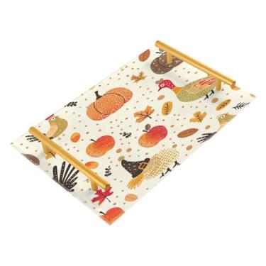 Imagem de xigua Bandeja de banheiro de abóboras de outono com alças bandeja de servir antiderrapante para mesa de centro, organizador de bancada de cabeceira bandeja de decoração de acrílico para decoração de