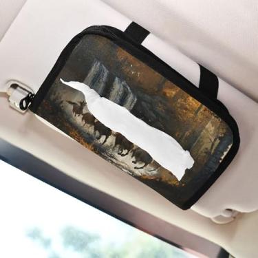 Imagem de SEHANY Suporte de lenços de carro Majestic Horse, caixa de lenços para carro, viseira solar, porta-guardanapos retangular, dispensador de máscara de carro, caixa de lenços de papel para automóveis