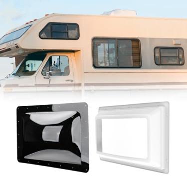 Imagem de RVGUARD Conjunto de claraboias para trailer, cúpula interna de 35,56 x 55,88 cm com substituição de claraboia, 45,7 cm x 66,02 cm para claraboia externa preta para abertura de 35,56 cm x 55,88 cm