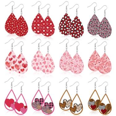 Imagem de 12 pares de brincos de coração de lágrima de acrílico para o dia dos namorados, conjunto de brincos de coração com pingente leve para casamento, acessórios para presente, Large, Acrílico, Sem pedra