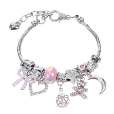 Imagem de YBEATY Pulseiras com berloques de contas requintadas e fofas pulseiras ajustáveis com desenho animado da amizade para mulheres, meninas, amigas, presente de aniversário, feriado, com cristal, amor