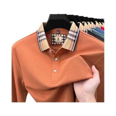 Imagem de Camisa Polo De Manga Longa Luxuosa Para Homens Confortável Casual De O