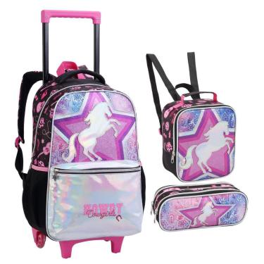 Imagem de Kit Mochila Lancheira Estojo Infantil Feminino Cowgirls-Feminino