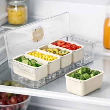 Imagem de Organizador Geladeira Pote Hermético Com 5 Divisões Acrílico