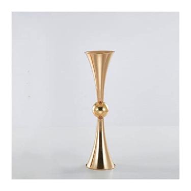 Imagem de U5GAAALPPQ9 Vaso decorativo 2 peças de vaso de metal prateado dourado para festa decoração central de mesa líder de estrada castiçal adereços de casamento decoração de casa vaso de flores (cor: ouro