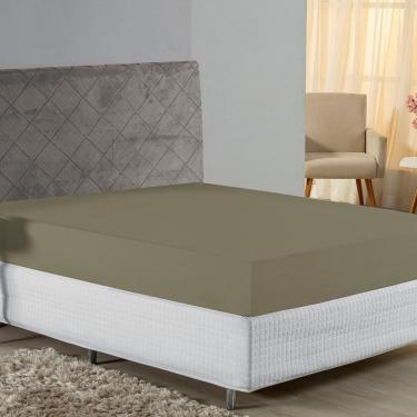 Imagem de Lençol Com Elástico Queen Nobre 1 Peça 30cm De Altura Malha 100% Algodão - Avelã
