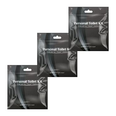 Imagem de pH Advantage 3 x kit de banheiro pessoal | kit de banheiro público | papel higiênico, capa de assento de vaso sanitário, lenços de limpeza (preto)