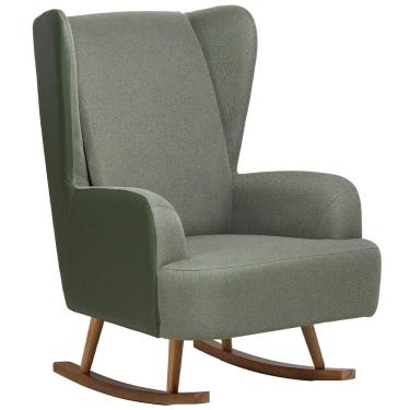 Imagem de Poltrona De Amamentação Balanço Base Milka Liz D02 Couríssimo Tramado Verde C-296 C-120 - Lyam Decor