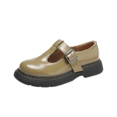 Imagem de Sapato Oxford feminino Mary Jane Flat, Verde oliva, 38