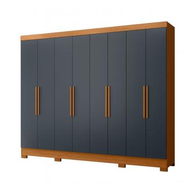 Imagem de Guarda Roupa Grande Quarto Casal Diplomata 8 Portas 4 Gavetas Freijo Com Cinza