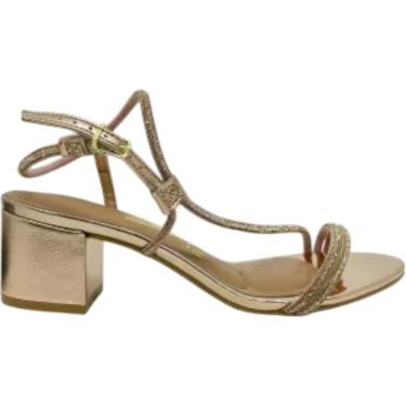 Imagem de Sandália Feminina Casual Social Dia a Dia Passeio Tira com Strass Salto Médio Conforto Vizzano 6291.1175