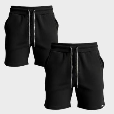 Imagem de Kit 2 Bermudas Masculina Moletinho Short Moletom Dagg Algodão Lisa Com