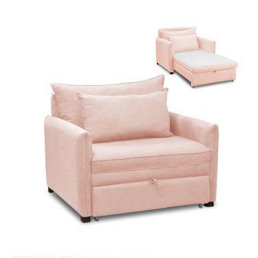 Imagem de Poltrona Cama Retrátil Solteiro com Rodízio Cloe Bouclê Rosê E03 - D'Rossi