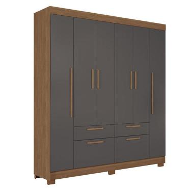 Imagem de Guarda Roupa Casal 6 portas Guarapuava Jatobá Grafite - Santos Andirá