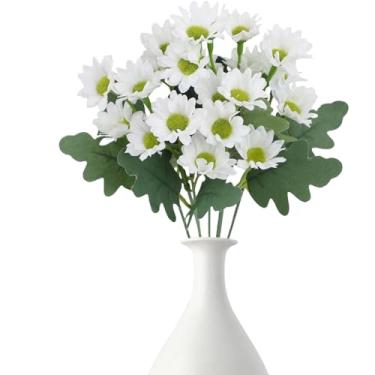 Imagem de Plantas artificiais para atividades ao ar livre | Decorações de flores de camomila - Decoração de casa para vaso de plantas, pátio, jardim, janela, quintal, quintal, guirlanda, hotel de férias