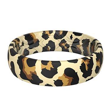 Imagem de ThunderFit Alianças de casamento de silicone para mulheres, design estampado respirável de 5,5 mm de largura, 1,8 mm de espessura, 1 pacote, 8 - 8.5 (18.50mm), Silicone, Sem Pedra Preciosa