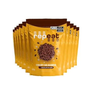 Imagem de Repeat Foods, Kit 10 Crispy De Chocolate Ao Leite Com Quinoa Repeat 50G