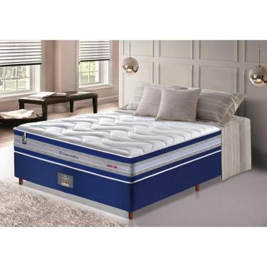 Imagem de Conjunto Cama Box Casal De Molas Ensacadas D33 Cama Inbox Select Firme 138x188x71 Azul