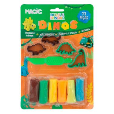 Imagem de Massinha de Modelar Dino 11 Peças Molde e Brinque Magic Kids