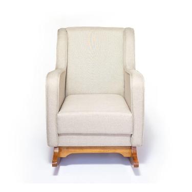 Imagem de Cadeira Poltrona De Amamentação E Balanço C/ Puff Linho Bege - Lahome Decor