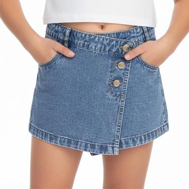 Imagem de Shorts Saia Juvenil Look Jeans Assimétrico Jeans - 6 - UNICA-Feminino