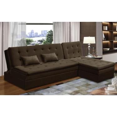 Imagem de Sofá Cama King 5 Lugares 2,70 Amélia Suede - Mirra Decor, Marrom