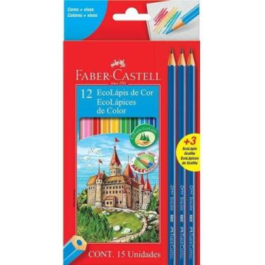 Imagem de Lápis de Cor 12 Cores + 3 Lápis de escrever - Faber-Castell - Faber Ca