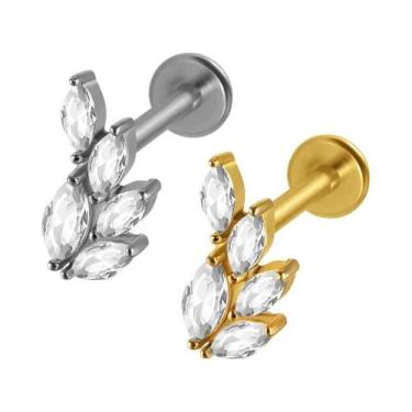 Imagem de Piercing Labret De Aço Cirúrgico Com Zircônia Cúbica Em Formato De Flo