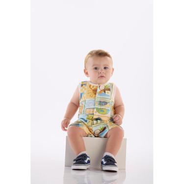 Imagem de Macaquinho Bebê Menino em Algodão Três e Já-Masculino