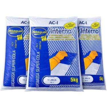 Imagem de Kit 3 Argamassa Interna Ac1 Super Cola Revestimento 5Kg - SILAQUA