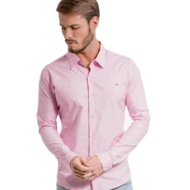 Imagem de Camisa Manga Longa Essencial Slim Masculina Ogochi 001520072 Rosa-Masculino