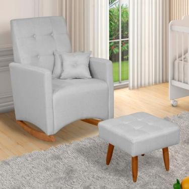 Imagem de Poltrona de Amamentação e Descanso Anne com Base Balanço e Puff Linho 